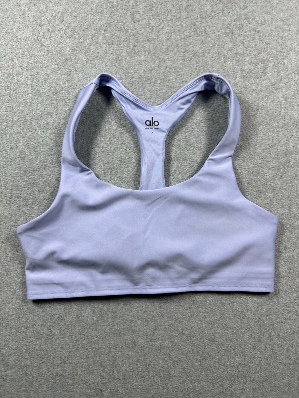 Alo Yoga Athletic Sports Bra Women's Large Lavender Purple Ribbed Racerback